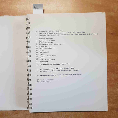 PEP AGUT - ALS ACTORS SECUNDARIS 2000 MACBA catalogo arte mostra