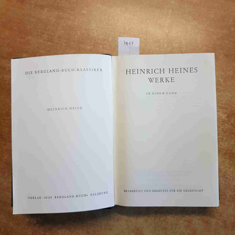 HEINRICH HEINES WERKE in einem band 1958 DIE BERGLAND BUCH KLASSIKER