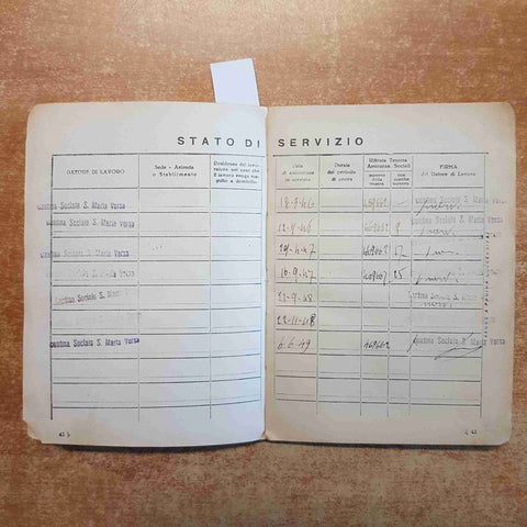 LIBRETTO DI LAVORO fascismo MINISTERO CORPORAZIONI maria della versa PAVIA