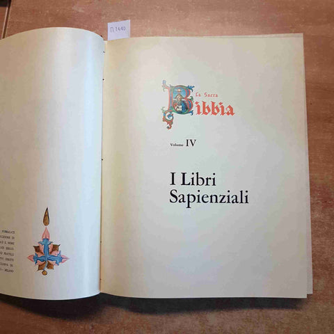 LA SACRA BIBBIA FABBRI 1964 VOLUME 4 I LIBRI SAPIENZIALI