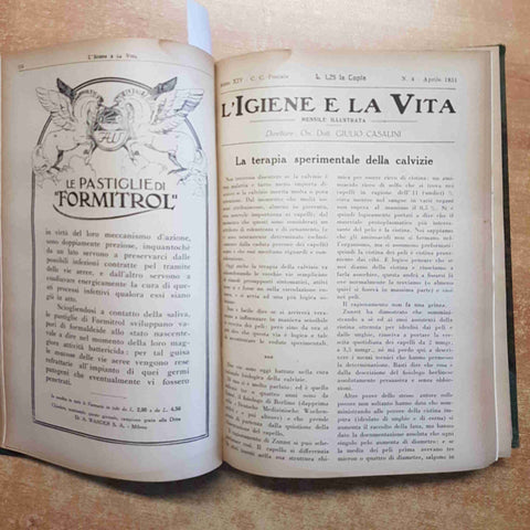 L'IGIENE E LA VITA mensile medicina ANNATA 1931 rilegata 12 numeri ANNO XIV