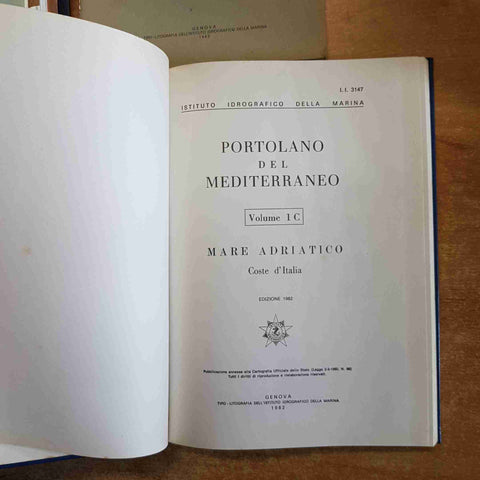PORTOLANO DEL MEDITERRANEO 1982 idrografico della marina + VOLUME 1C+SUPPLEMENTO