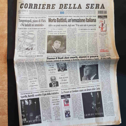 CORRIERE DELLA SERA 10 SETTEMBRE 1998 MORTO LUCIO BATTISTI mogol molteno panella