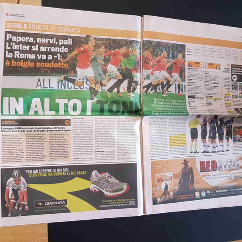 LA GAZZETTA SPORTIVA 28 MARZO 2010 scudetto roma totti mourinho ranieri toni