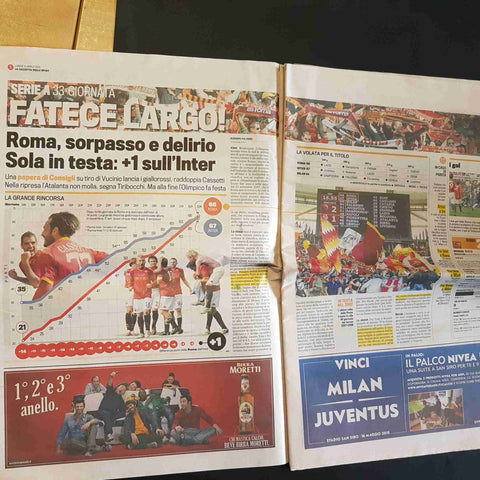 LA GAZZETTA DELLO SPORT 12 APRILE 2010 ROMA CAPOCCIA SCUDETTO TOTTI RANIERI