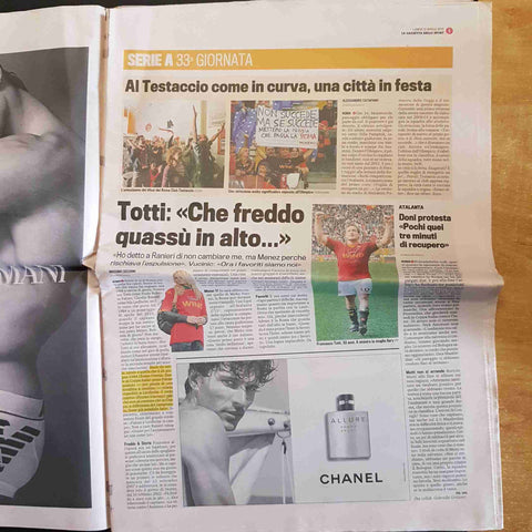 LA GAZZETTA DELLO SPORT 12 APRILE 2010 ROMA CAPOCCIA SCUDETTO TOTTI RANIERI