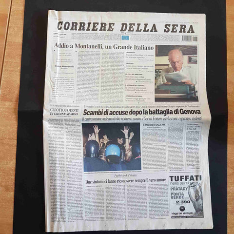 CORRIERE DELLA SERA 23 LUGLIO 2001 ADDIO A INDRO MONTANELLI fucecchio lettera 22