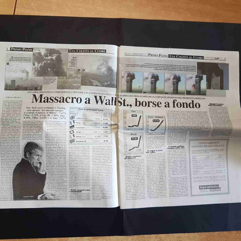 MF MILANO FINANZA 12 SETTEMBRE 2001 MASSACRO A WALL STREET crollo torri gemelle