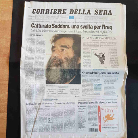 CORRIERE DELLA SERA 15 DICEMBRE 2003 CATTURATO SADDAM HUSSEIN tikrit bagdad