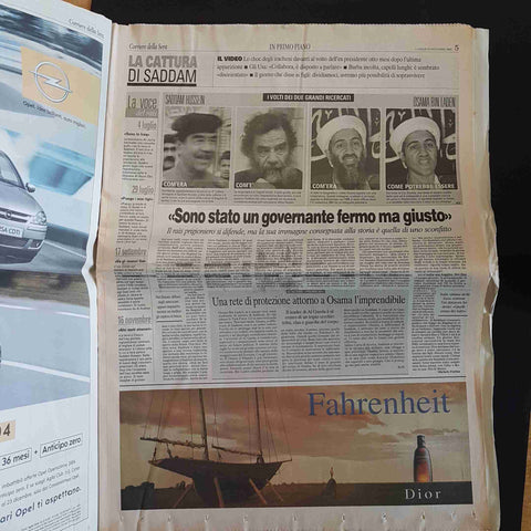 CORRIERE DELLA SERA 15 DICEMBRE 2003 CATTURATO SADDAM HUSSEIN tikrit bagdad