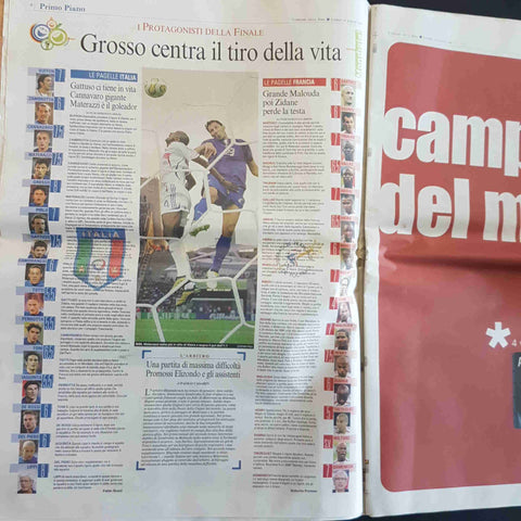 CORRIERE DELLA SERA 10 luglio 2006 L'ITALIA DEI CAMPIONI vittoria ai mondiali