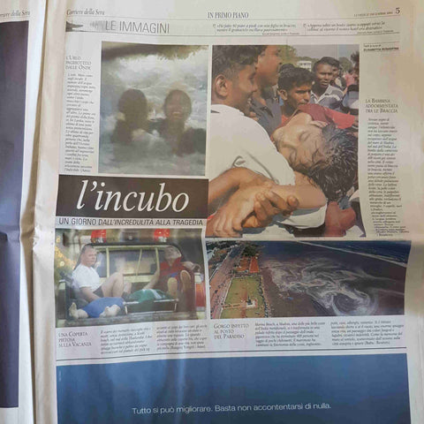 CORRIERE DELLA SERA 27 DICEMBRE 2004 MAREMOTO IN ASIA UNA CATASTROFE tsunami