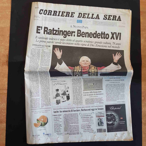 CORRIERE DELLA SERA 20 APRILE 2005 IL NUOVO PAPA E' RATZINGER: BENEDETTO XVI