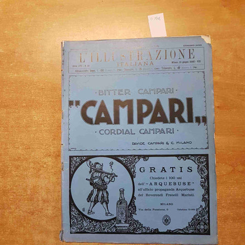 L'ILLUSTRAZIONE ITALIANA 29/06/1930 fascismo duce BITTER CAMPARI CORDIAL fascio