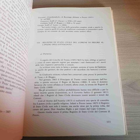 PREORE IN GIUDICARIE volume 1 PAOLO SCALFI BAITO trento EDITRICE LA GRAFICA 1984