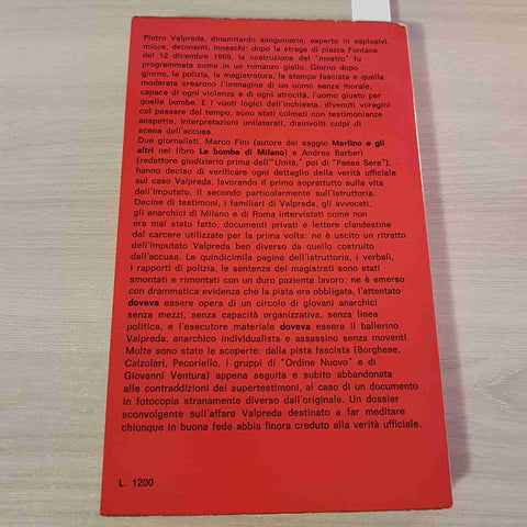 VALPREDA PROCESSO AL PROCESSO - MARCO FINI, ANDREA BARBERI - FELTRINELLI - 1972