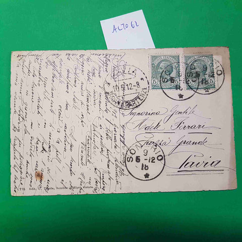 CARTOLINA SONDRIO PANORAMA VISTO DAL BELVEDERE 1912 VIAGGIATA SCRITTA
