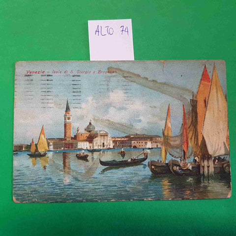 CARTOLINA VENEZIA ISOLA DI SAN GIORGIO E BRAGOZZO 1921 VIAGGIATA SCRITTA