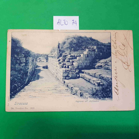 CARTOLINA SIRACUSA INGRESSO ALL'ANFITEATRO 1899 VIAGGIATA SCRITTA