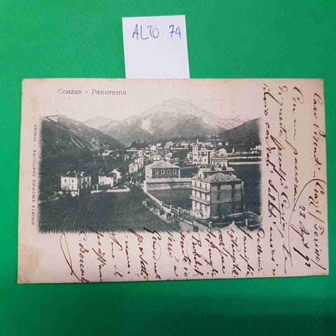 CARTOLINA COAZZE PANORAMA torino piemonte 1902 VIAGGIATA SCRITTA
