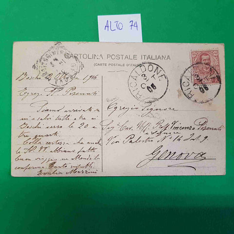 CARTOLINA RICALDONE (ACQUI) PANORAMA 1906 VIAGGIATA SCRITTA