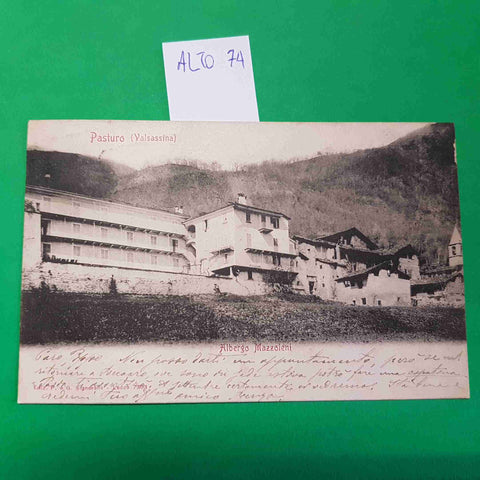 CARTOLINA PASTURO VALSASSINA ALBERGO MAZZOLENI 1902 VIAGGIATA SCRITTA