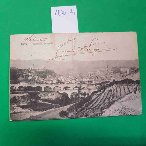 CARTOLINA CEVA PANORAMA GENERALE cuneo 1901 VIAGGIATA SCRITTA