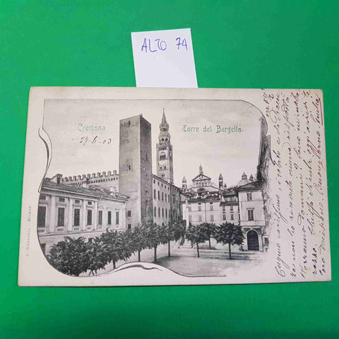 CARTOLINA CREMONA TORRE DEL BARGELLO 1903 VIAGGIATA SCRITTA
