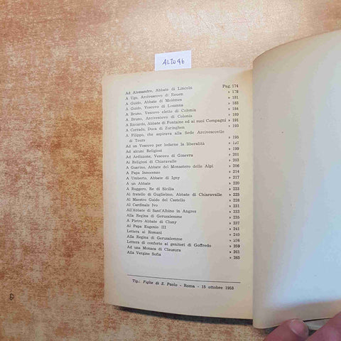 SAN BERNARDO DI CHIARAVALLE - LETTERE SCELTE COLLANA PATRISTICA Edizioni Paoline