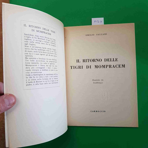 SALGARI - IL RITORNO DELLE TIGRI DI MOMPRACEM CARROCCIO illustrato TOFFOLO 1964