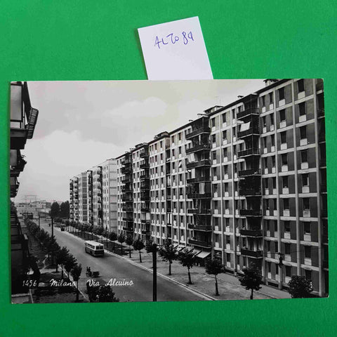 CARTOLINA POSTALE MILANO VIA ALCUINO 1456 rara immagine BROMOFOTO