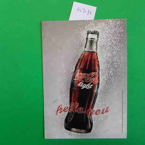 CARTOLINA PUBBLICITARIA COCA COLA LIGHT HELLO YOU 100% GUSTO SENZA CALORIE PROMO