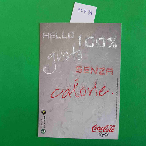 CARTOLINA PUBBLICITARIA COCA COLA LIGHT HELLO YOU 100% GUSTO SENZA CALORIE PROMO