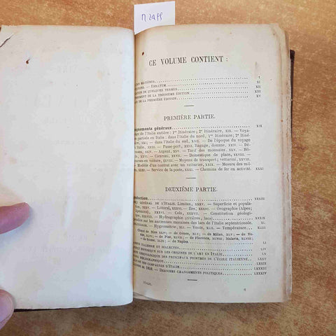 ITINERAIRE DE L'ITALIE ET DE LA SICILE 1863 A.J. DU PAYS - HACHETTE troisieme