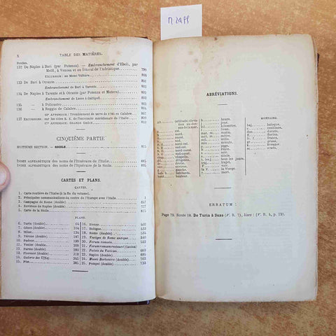 ITINERAIRE DE L'ITALIE ET DE LA SICILE 1863 A.J. DU PAYS - HACHETTE troisieme