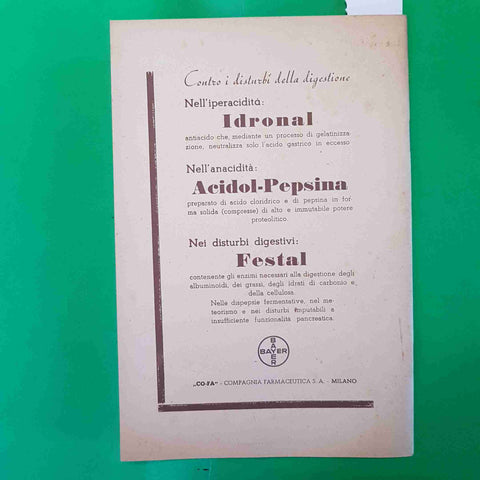 PREGRESSI DI TERAPIA rivista medica mensile LUGLIO 1941 feriti arma da fuoco