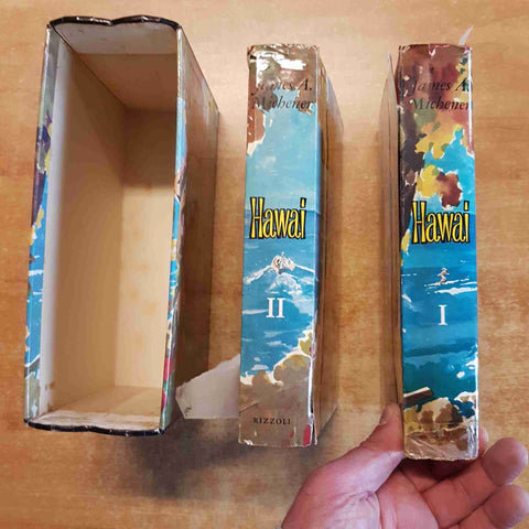 JAMES MICHENER - HAWAI 2 volumi + cofanetto 1960 RIZZOLI prima edizione