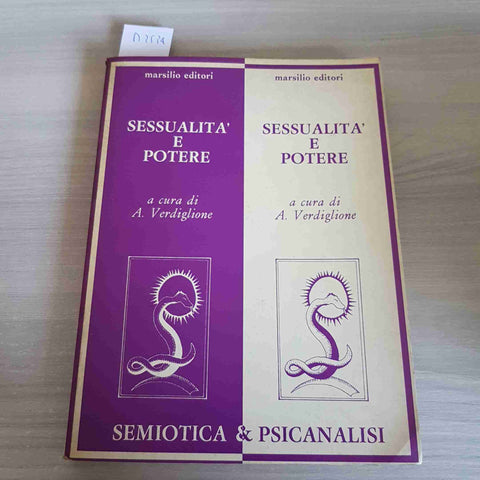 SESSUALITA' E POTERE - A. VERDIGLIONE - MARSILIO EDITORI - 1976
