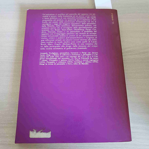 SESSUALITA' E POTERE - A. VERDIGLIONE - MARSILIO EDITORI - 1976