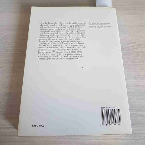LA TEORIA DEI COLORI - JOHANN WOLFGANG GOETHE - IL SAGGIATORE - 1991