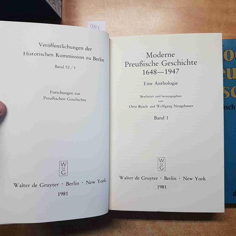 MODERNE PREUBISCHE GESCHICHTE Busch DEGRUYTER preussische PRUSSIA 3 volumi
