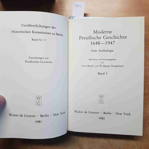 MODERNE PREUBISCHE GESCHICHTE Busch DEGRUYTER preussische PRUSSIA 3 volumi