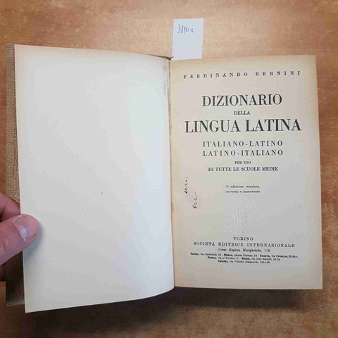 DIZIONARIO DELLA LINGUA LATINA italiano-latino latino italiano 1946 BERNINI SEI