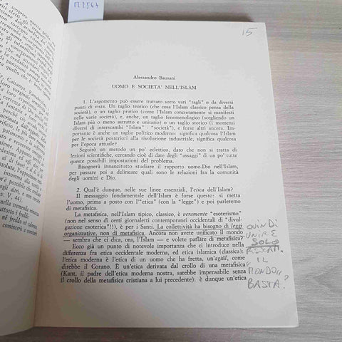 UOMO E SOCIETA' NELLE RELIGIONI ASIATICHE - TUCCI BAUSANI 1973 UBALDINI scritto