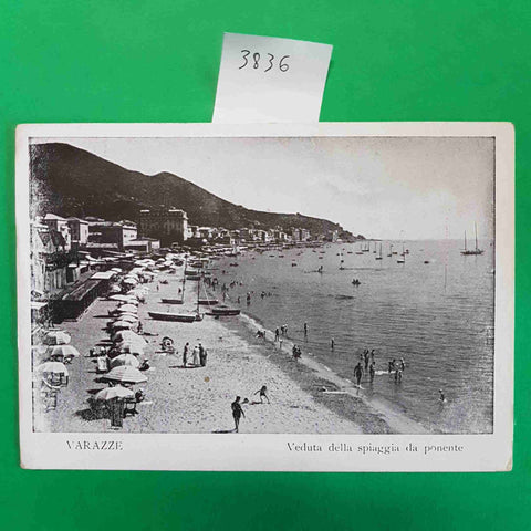 CARTOLINA VARAZZE VEDUTA DELLA SPIAGGIA DA PONENTE 1953 LIGURIA