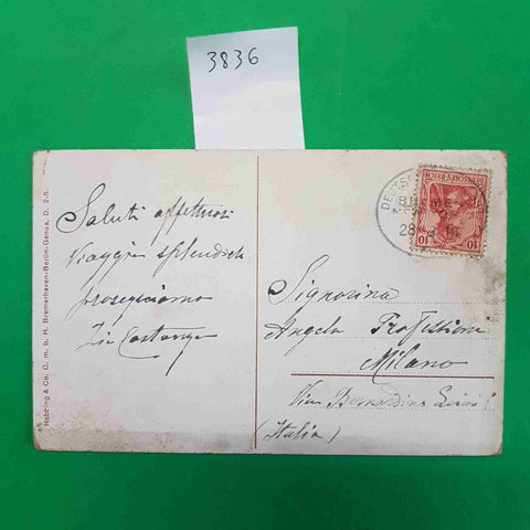 CARTOLINA REICHS POST DAMPFER PRINZ FRIEDRICH WILHELM 1910 piroscafo principe