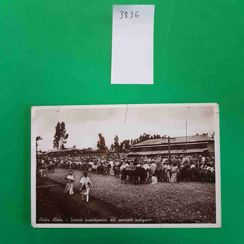 CARTOLINA ADDIS ABEBA 1937 FASCISMO scorcio panoramico del mercato indigeno
