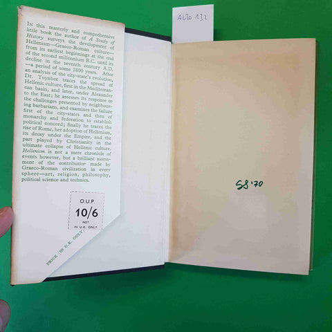 HELLENISM THE HISTORY OF A CIVILIZATION - ARNOLD TOYNBEE 1960 OXFORD UNIVERSITY