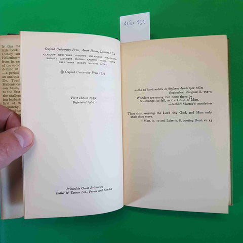 HELLENISM THE HISTORY OF A CIVILIZATION - ARNOLD TOYNBEE 1960 OXFORD UNIVERSITY