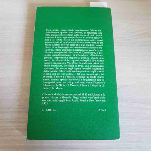 IL PROFETA - GIBRAN KAHLIL GIBRAN - GUANDA - QUADERNI DELLA FENICE 25 - 1977